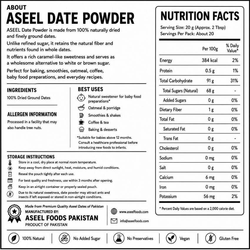 Aseel Date Powder Detail Information